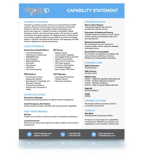 CIP Capability Statement Brochure